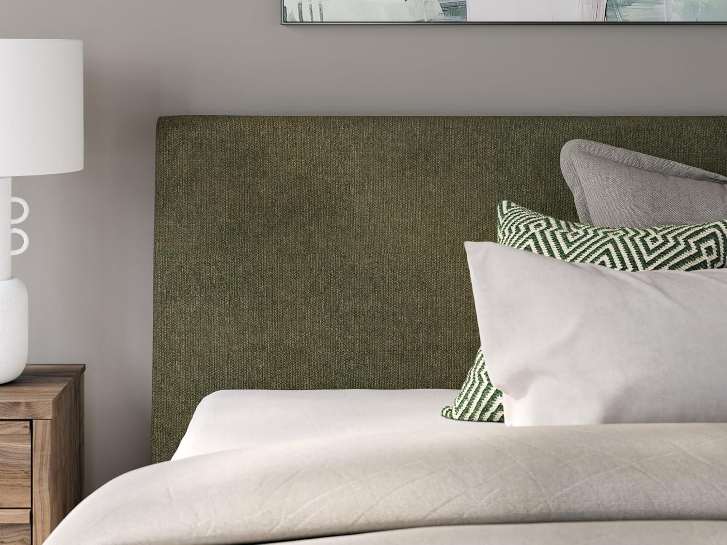 imageSignature Design by Ashley Dolante Modern Farmhouse ButtonTufted Upholstered Platform Bed King BeigeSage Green
