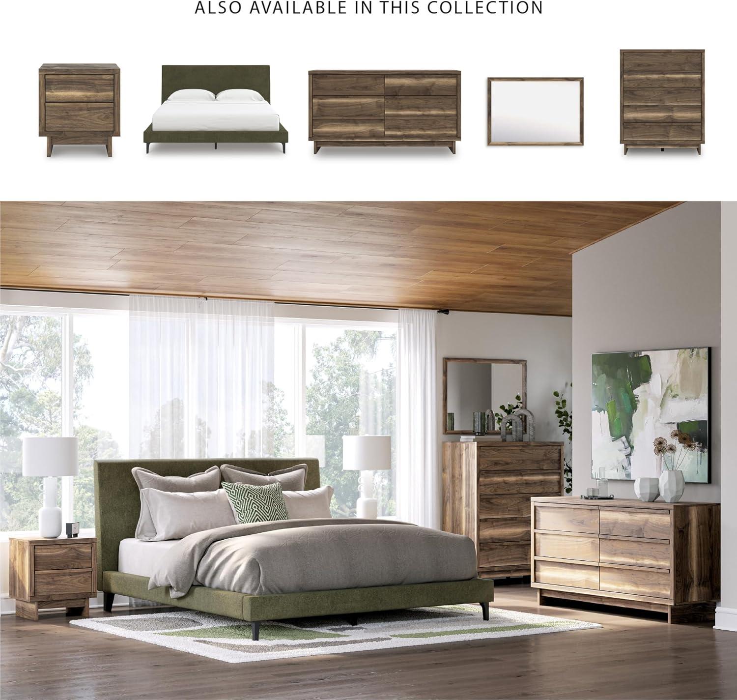 imageSignature Design by Ashley Dolante Modern Farmhouse ButtonTufted Upholstered Platform Bed King BeigeSage Green