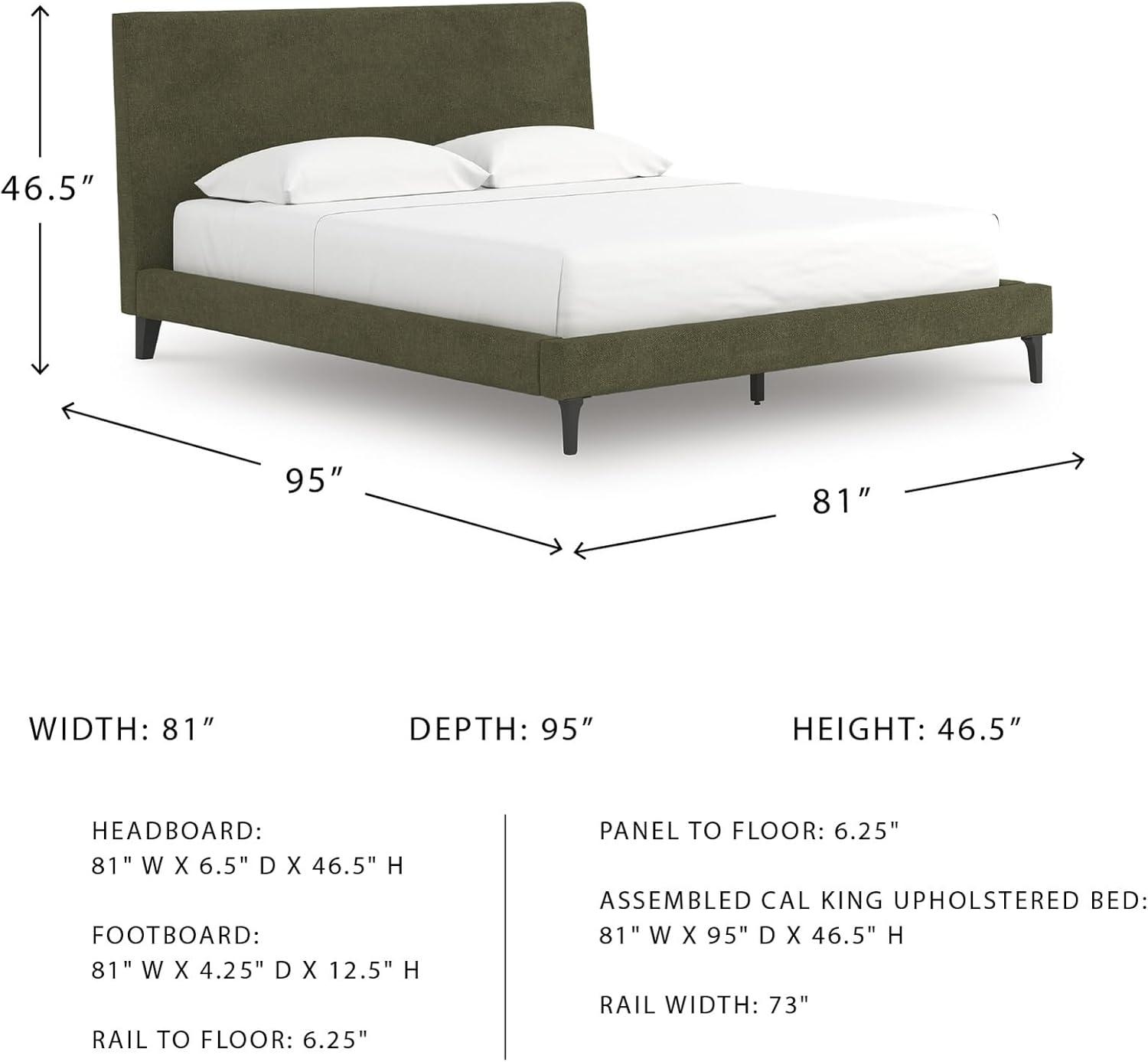 imageSignature Design by Ashley Dolante Modern Farmhouse ButtonTufted Upholstered Platform Bed King BeigeSage Green