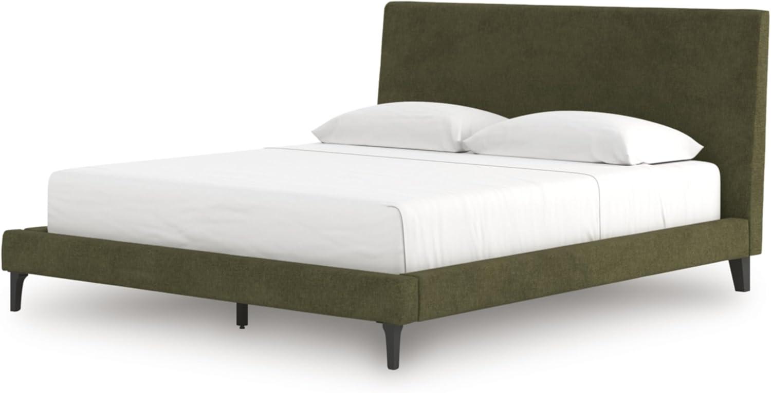 imageSignature Design by Ashley Dolante Modern Farmhouse ButtonTufted Upholstered Platform Bed King BeigeSage Green
