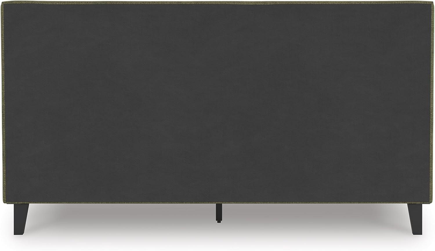 imageSignature Design by Ashley Dolante Modern Farmhouse ButtonTufted Upholstered Platform Bed King BeigeSage Green