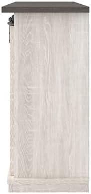 imageSignature Design by Ashley Dorrinson Farmhouse TV Stand Fits TVs up to 50quot with Sliding Barn Doors and Storage Shelves Whitewash ampamp GrayWhitewash