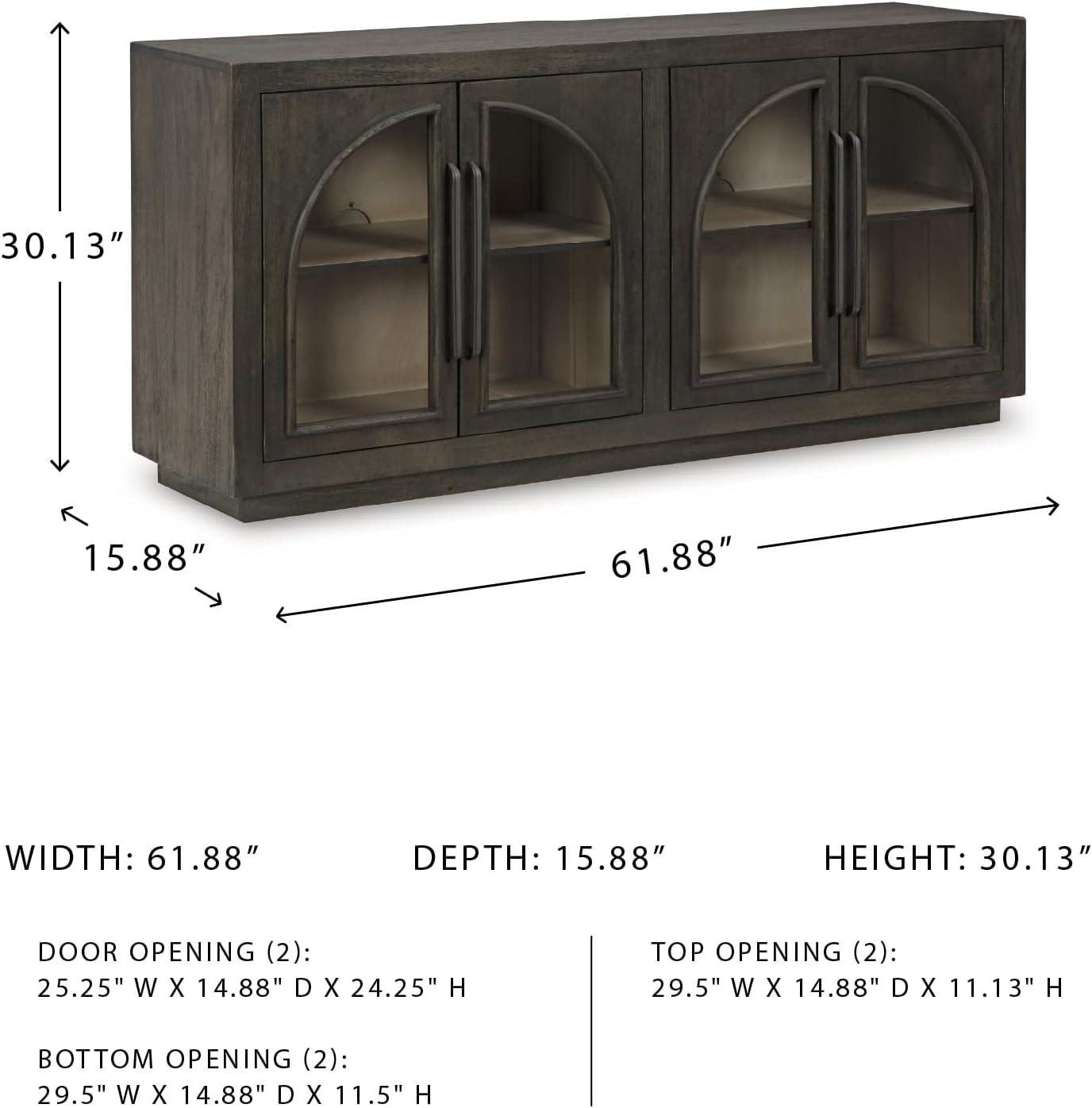 imageSignature Design by Ashley Dreley Classic 4Door Accent Cabinet Dark Brown with 2 Shelves Arched Glass Door FrontsDark Brown