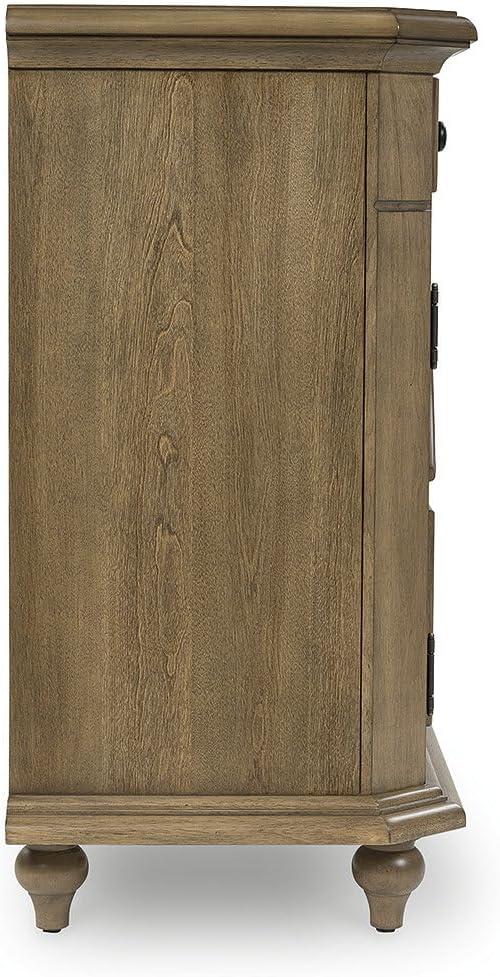 imageSignature Design by Ashley Dreley Classic 4Door Accent Cabinet Dark Brown with 2 Shelves Arched Glass Door FrontsLight Brown