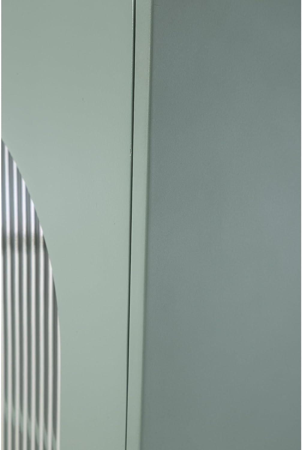 imageSignature Design by Ashley Dreley Classic 4Door Accent Cabinet Dark Brown with 2 Shelves Arched Glass Door FrontsLight Green