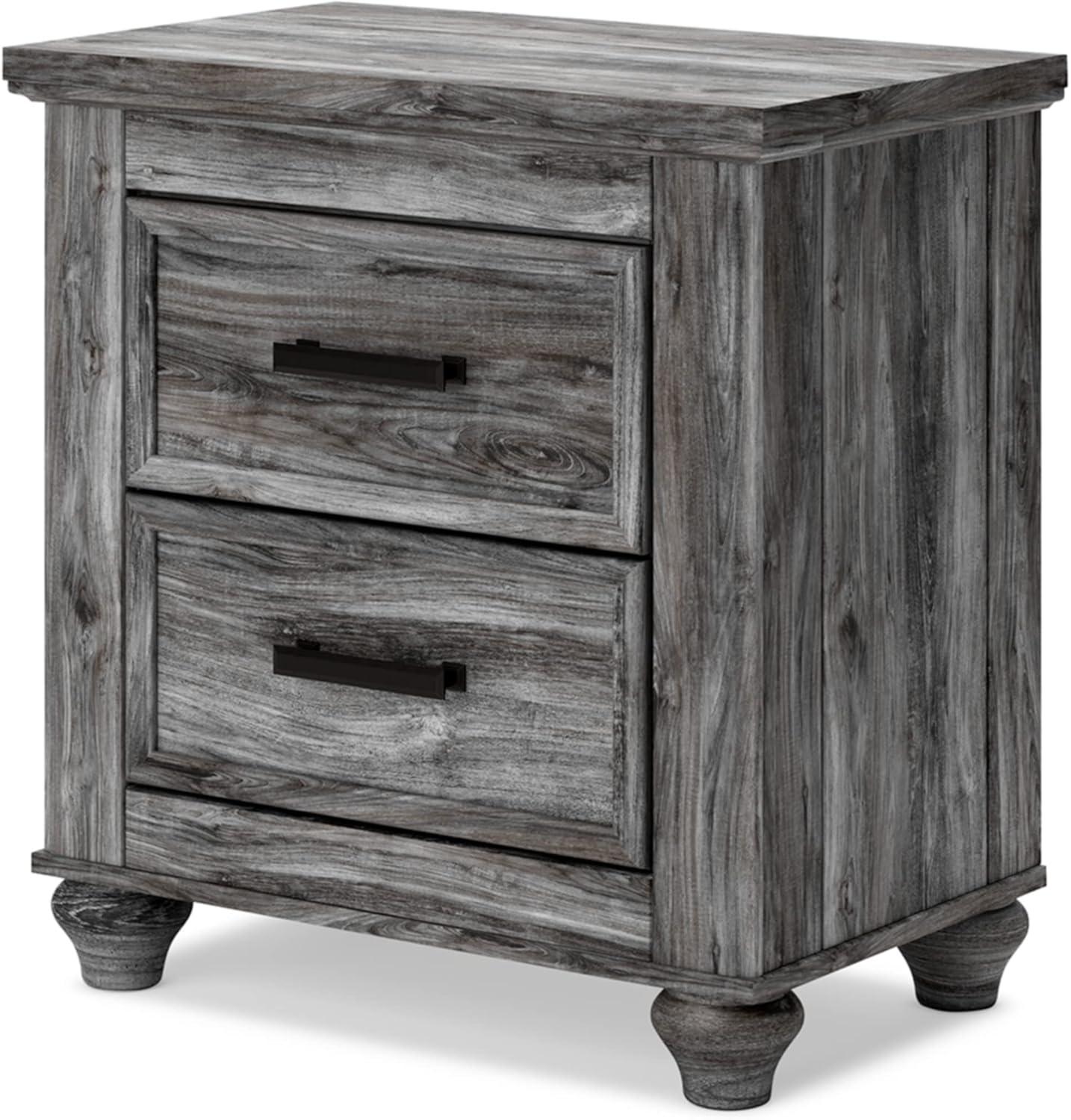 imageSignature Design by Ashley Drystan Rustic Industrial 2 Drawer Nightstand with 2 SlimProfile USB Charging Stations 2437quot Tall Weatherworn BrownGrey