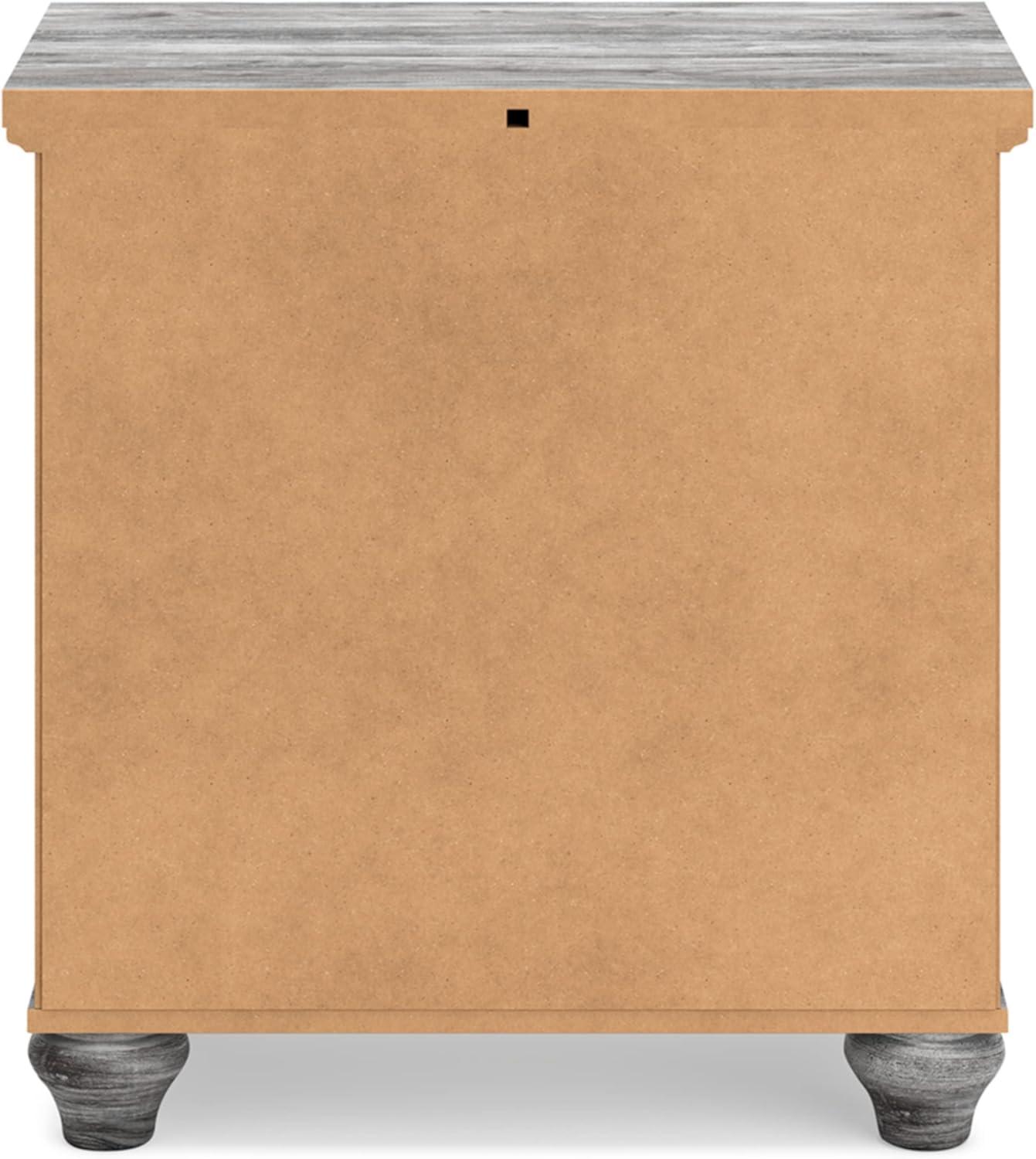 imageSignature Design by Ashley Drystan Rustic Industrial 2 Drawer Nightstand with 2 SlimProfile USB Charging Stations 2437quot Tall Weatherworn BrownGrey