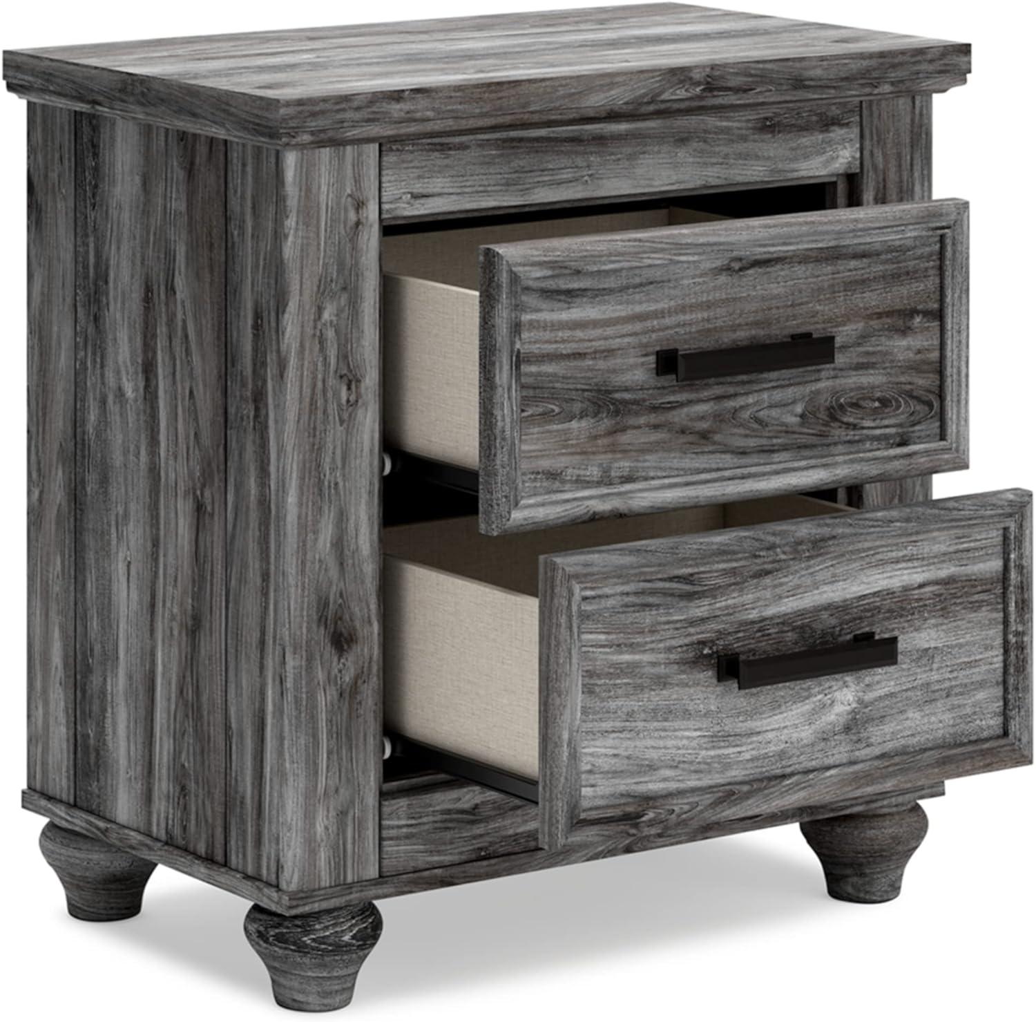 imageSignature Design by Ashley Drystan Rustic Industrial 2 Drawer Nightstand with 2 SlimProfile USB Charging Stations 2437quot Tall Weatherworn BrownGrey