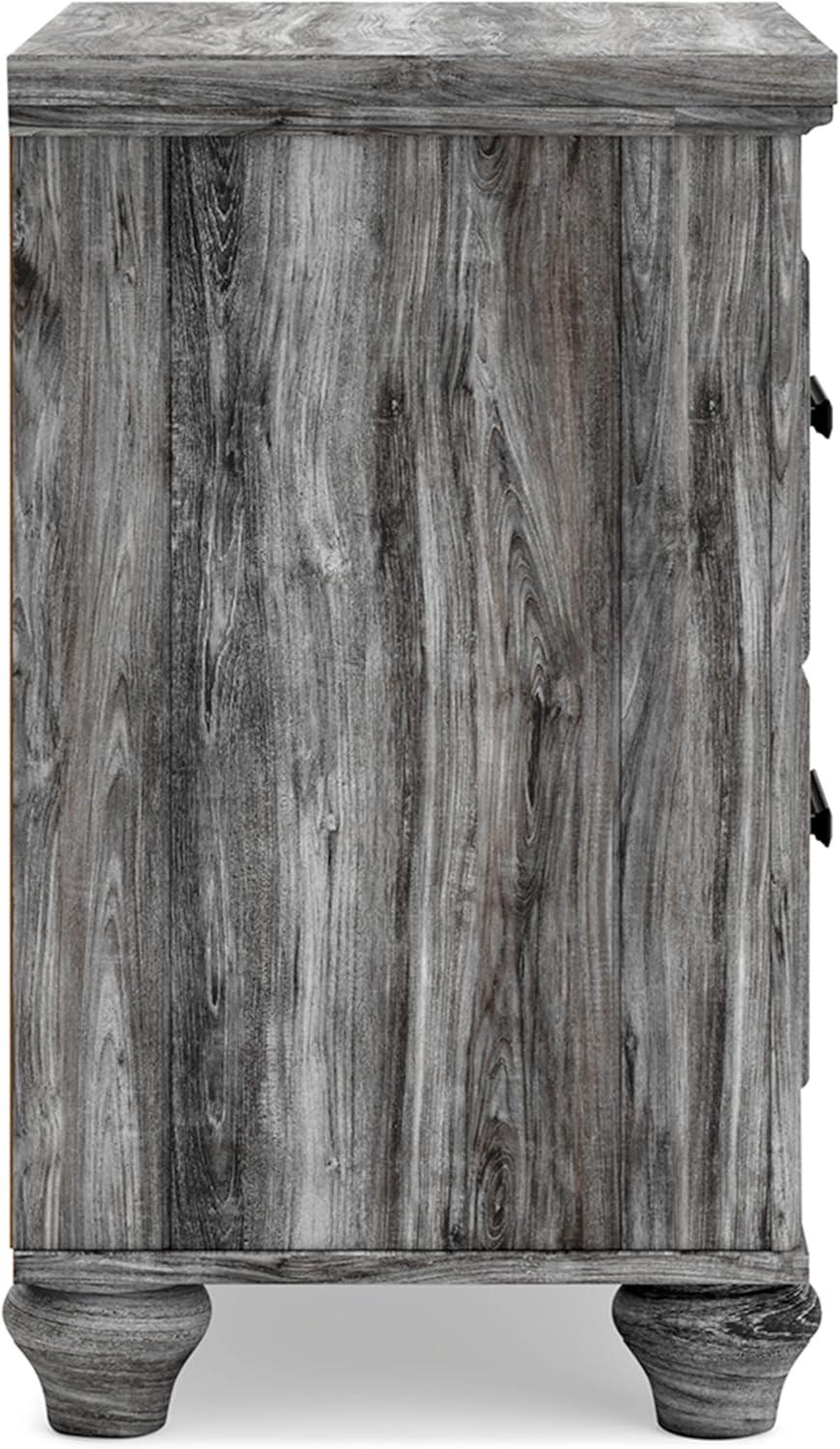 imageSignature Design by Ashley Drystan Rustic Industrial 2 Drawer Nightstand with 2 SlimProfile USB Charging Stations 2437quot Tall Weatherworn BrownGrey