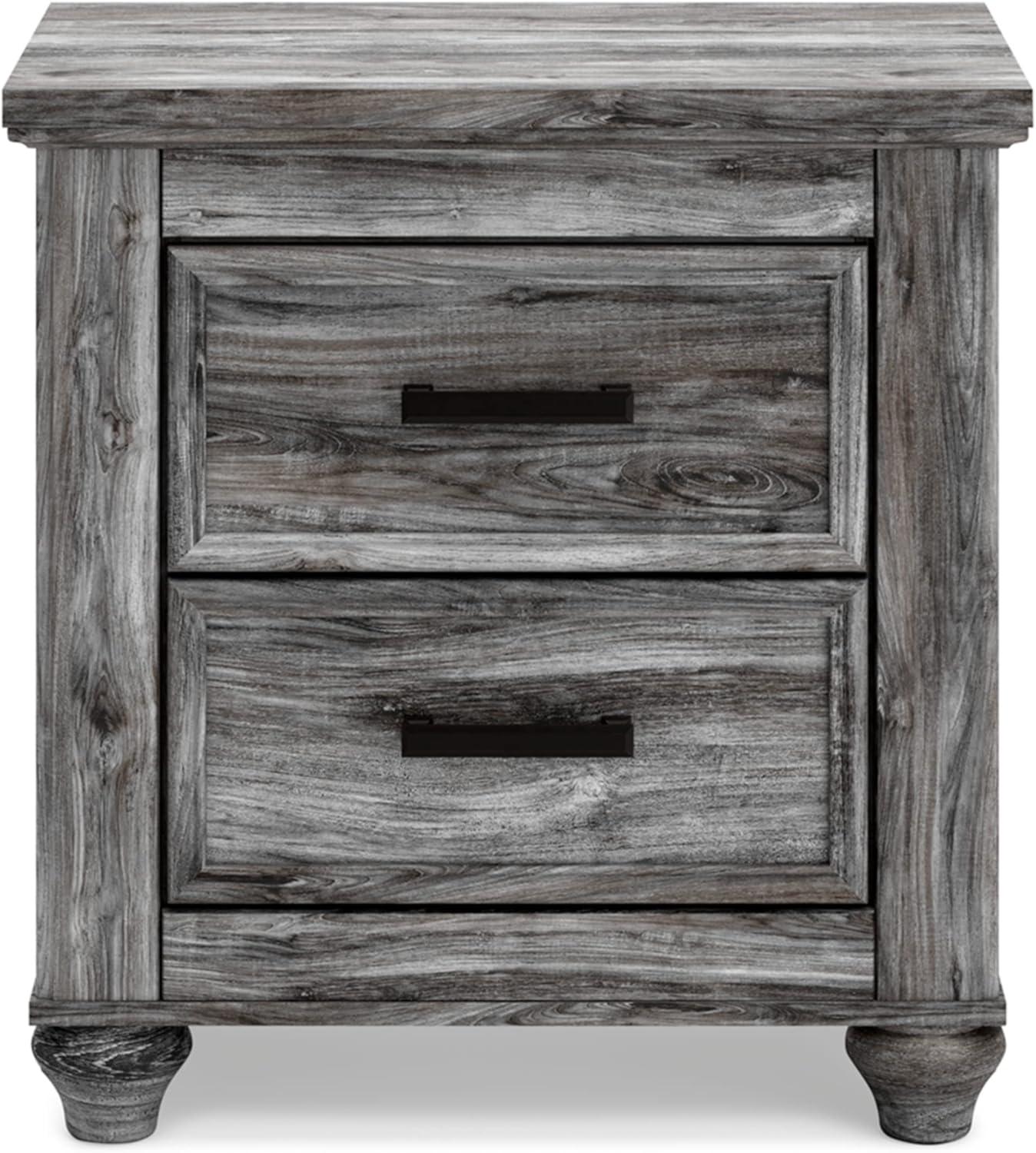 imageSignature Design by Ashley Drystan Rustic Industrial 2 Drawer Nightstand with 2 SlimProfile USB Charging Stations 2437quot Tall Weatherworn BrownGrey