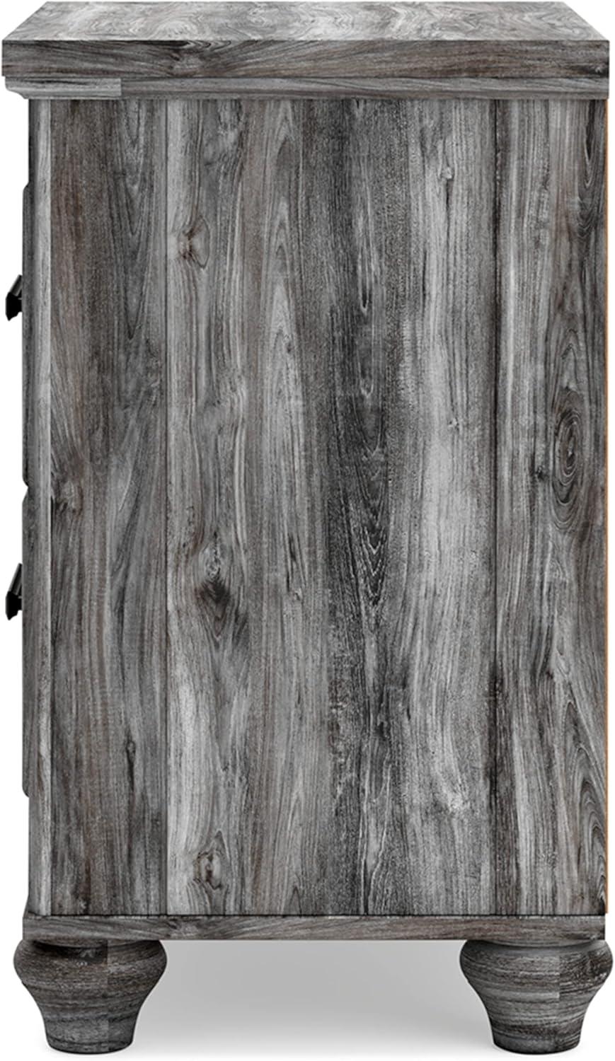 imageSignature Design by Ashley Drystan Rustic Industrial 2 Drawer Nightstand with 2 SlimProfile USB Charging Stations 2437quot Tall Weatherworn BrownGrey