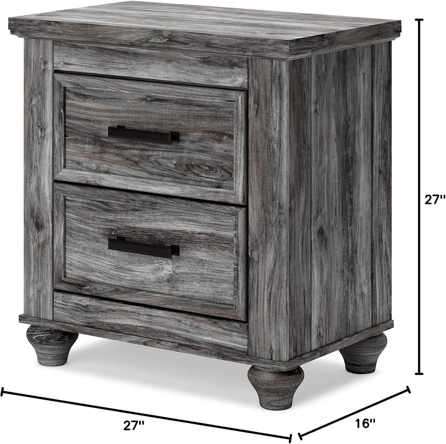 imageSignature Design by Ashley Drystan Rustic Industrial 2 Drawer Nightstand with 2 SlimProfile USB Charging Stations 2437quot Tall Weatherworn BrownGrey