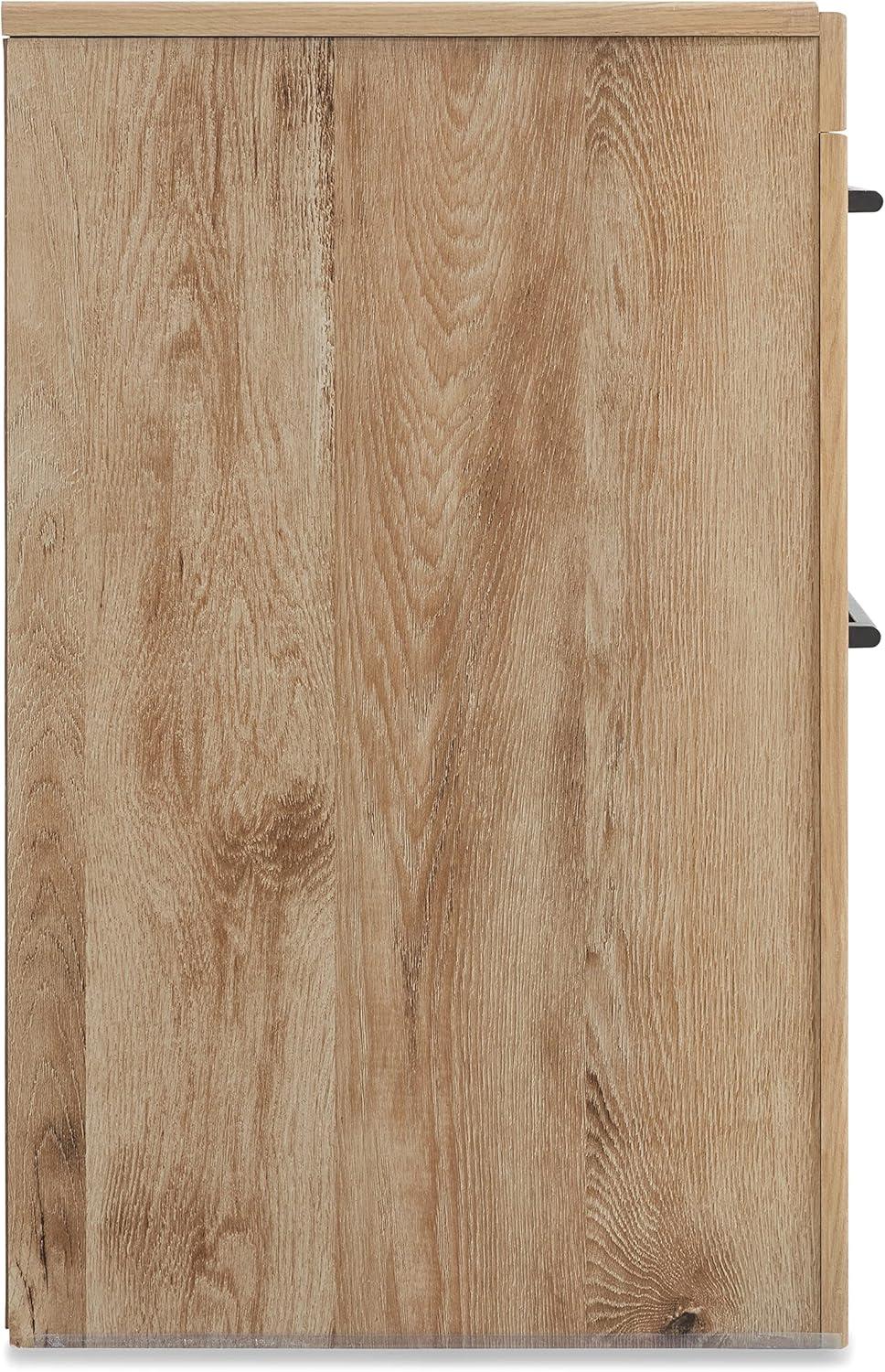 imageSignature Design by Ashley Drystan Rustic Industrial 2 Drawer Nightstand with 2 SlimProfile USB Charging Stations 2437quot Tall Weatherworn BrownLight Brown