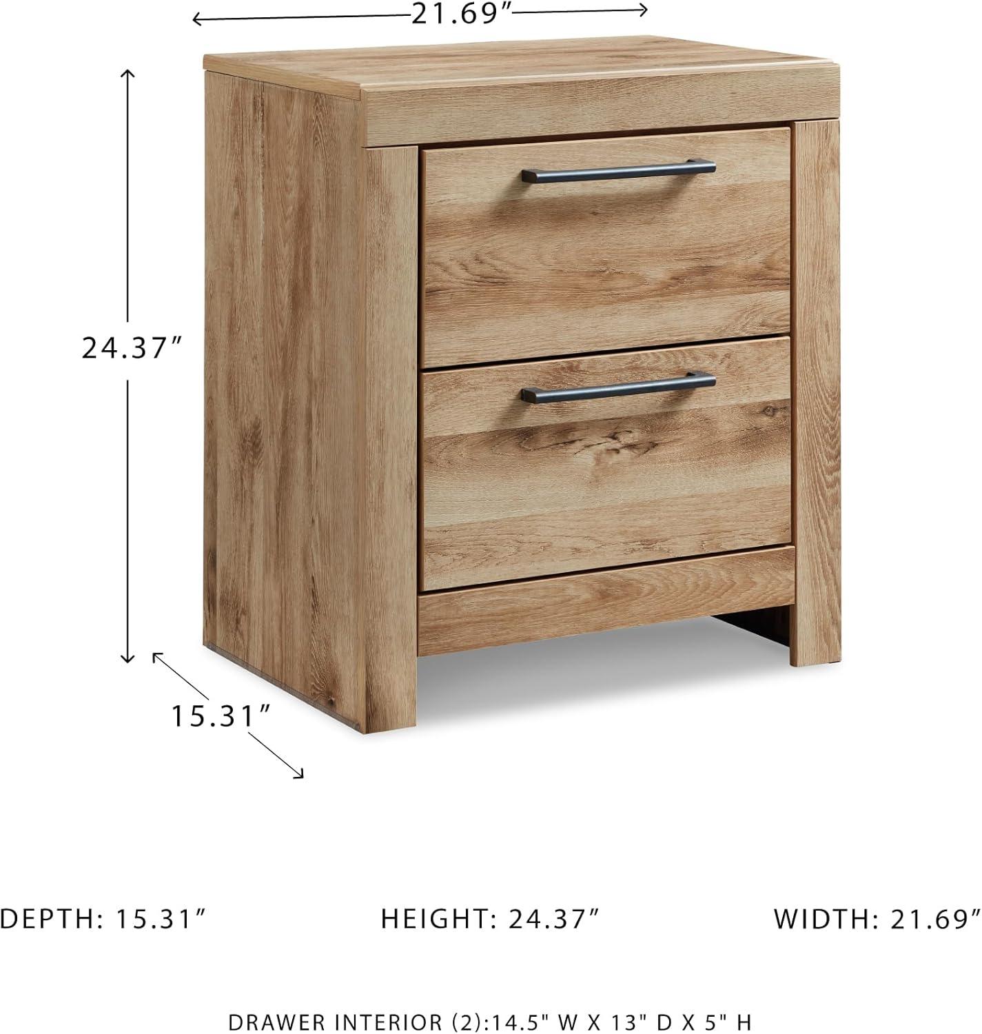 imageSignature Design by Ashley Drystan Rustic Industrial 2 Drawer Nightstand with 2 SlimProfile USB Charging Stations 2437quot Tall Weatherworn BrownLight Brown