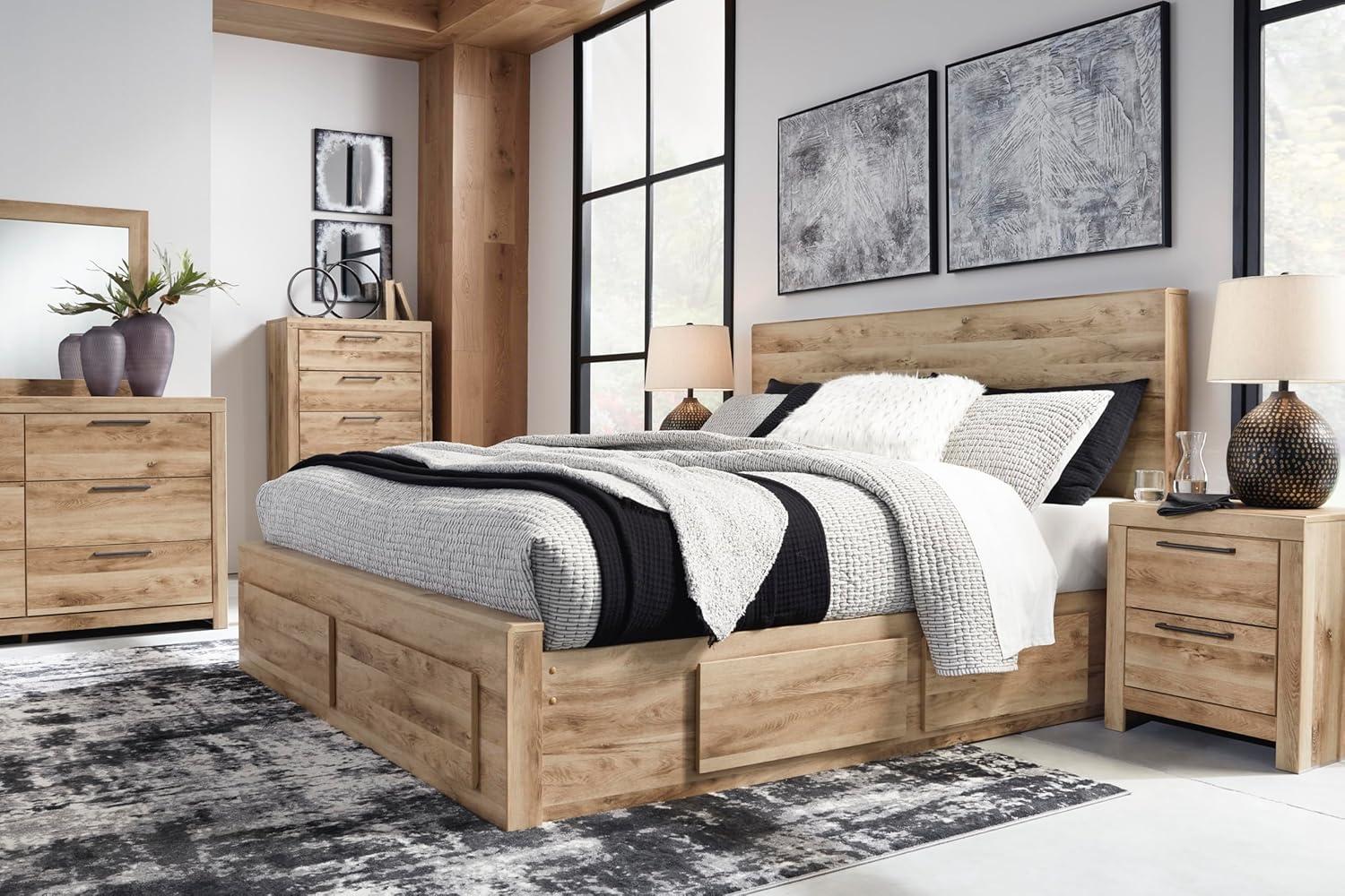 imageSignature Design by Ashley Drystan Rustic Industrial 2 Drawer Nightstand with 2 SlimProfile USB Charging Stations 2437quot Tall Weatherworn BrownLight Brown