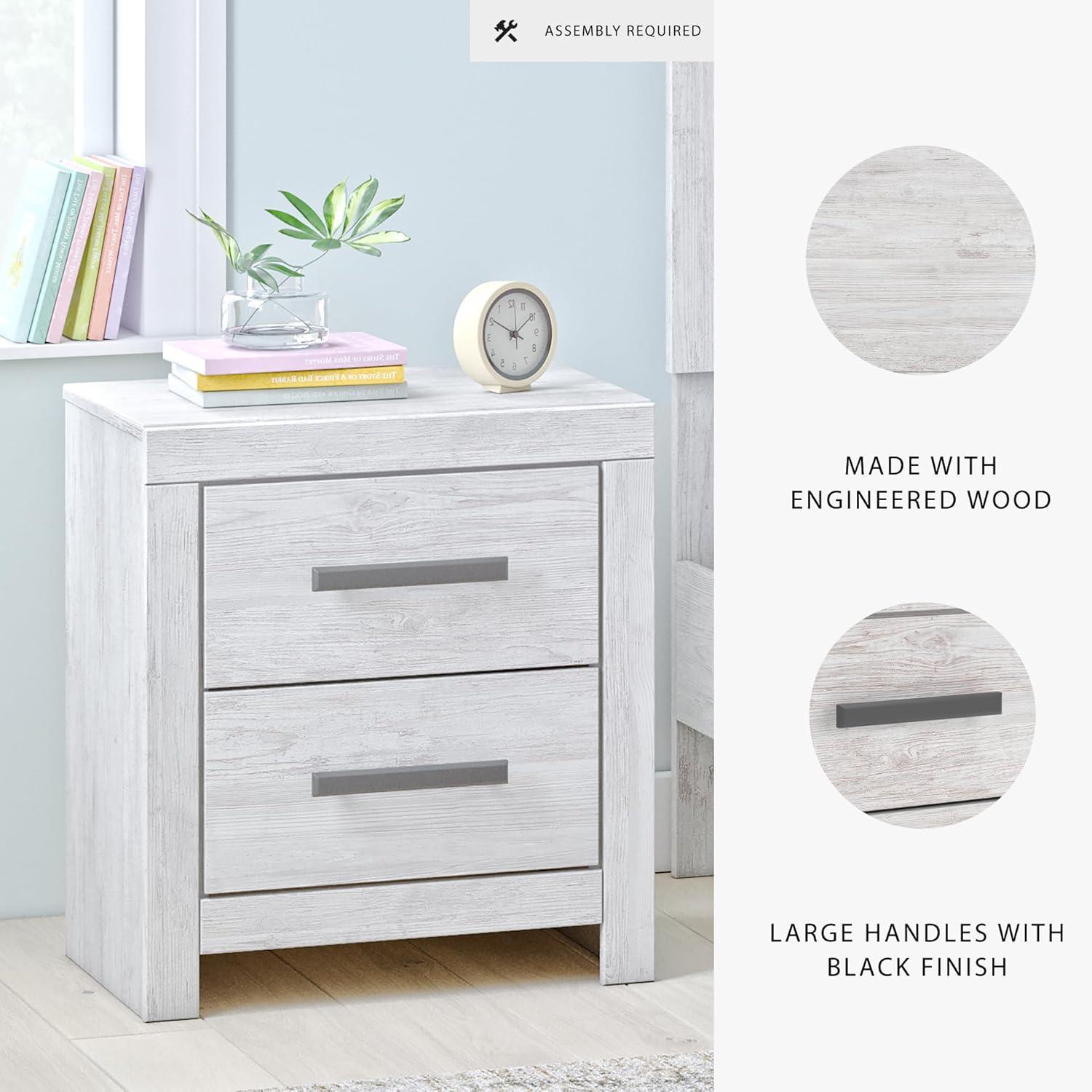 imageSignature Design by Ashley Drystan Rustic Industrial 2 Drawer Nightstand with 2 SlimProfile USB Charging Stations 2437quot Tall Weatherworn BrownWhite Planked