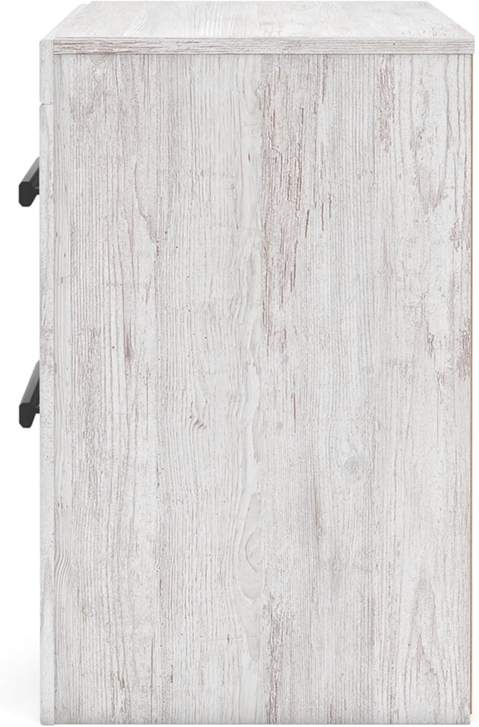 imageSignature Design by Ashley Drystan Rustic Industrial 2 Drawer Nightstand with 2 SlimProfile USB Charging Stations 2437quot Tall Weatherworn BrownWhite Planked