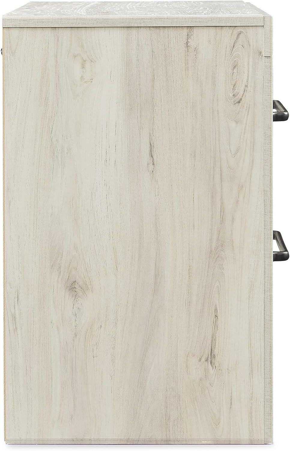 imageSignature Design by Ashley Drystan Rustic Industrial 2 Drawer Nightstand with 2 SlimProfile USB Charging Stations 2437quot Tall Weatherworn BrownWhitewash