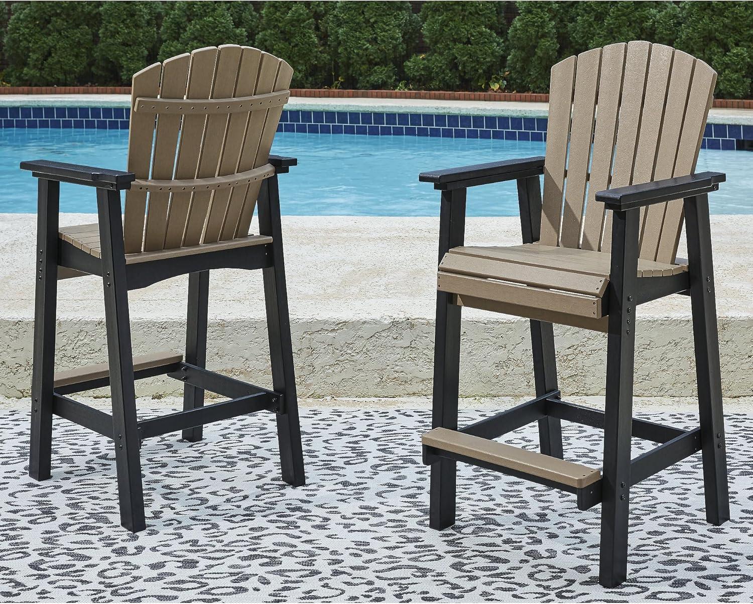imageSignature Design by Ashley Fairen Trail 30quot HDPE Durable Outdoor Barstool 2 Count Black ampamp Brown