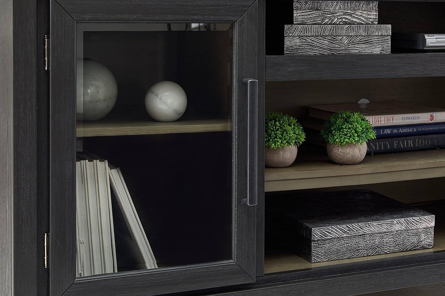 imageSignature Design by Ashley Foyland Contemporary TV Stand with Fireplace Option for TVs up to 83quot Light Brown ampamp BlackBlack