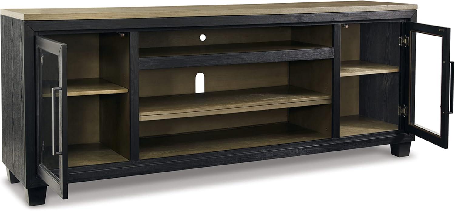 imageSignature Design by Ashley Foyland Contemporary TV Stand with Fireplace Option for TVs up to 83quot Light Brown ampamp BlackBlack