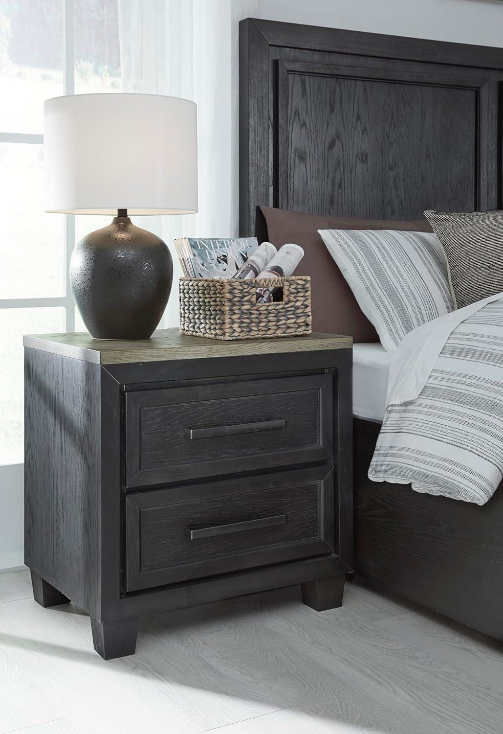 imageSignature Design by Ashley Foyland Modern Nightstand with 2 Drawers and USB Ports 2688quot Tall Dark BrownDark Brown