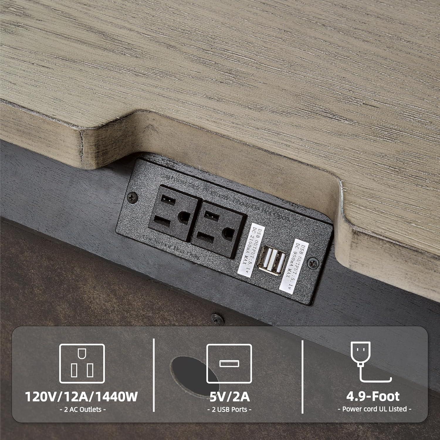 imageSignature Design by Ashley Foyland Modern Nightstand with 2 Drawers and USB Ports 2688quot Tall Dark BrownDark Brown