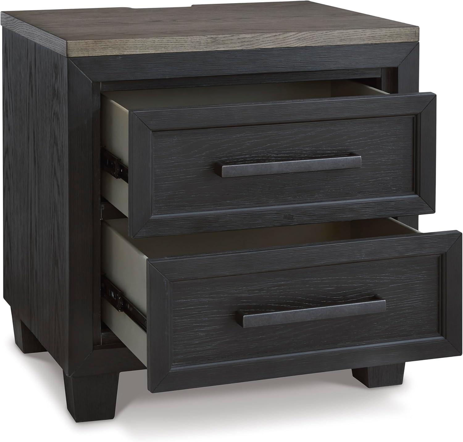 imageSignature Design by Ashley Foyland Modern Nightstand with 2 Drawers and USB Ports 2688quot Tall Dark BrownDark Brown