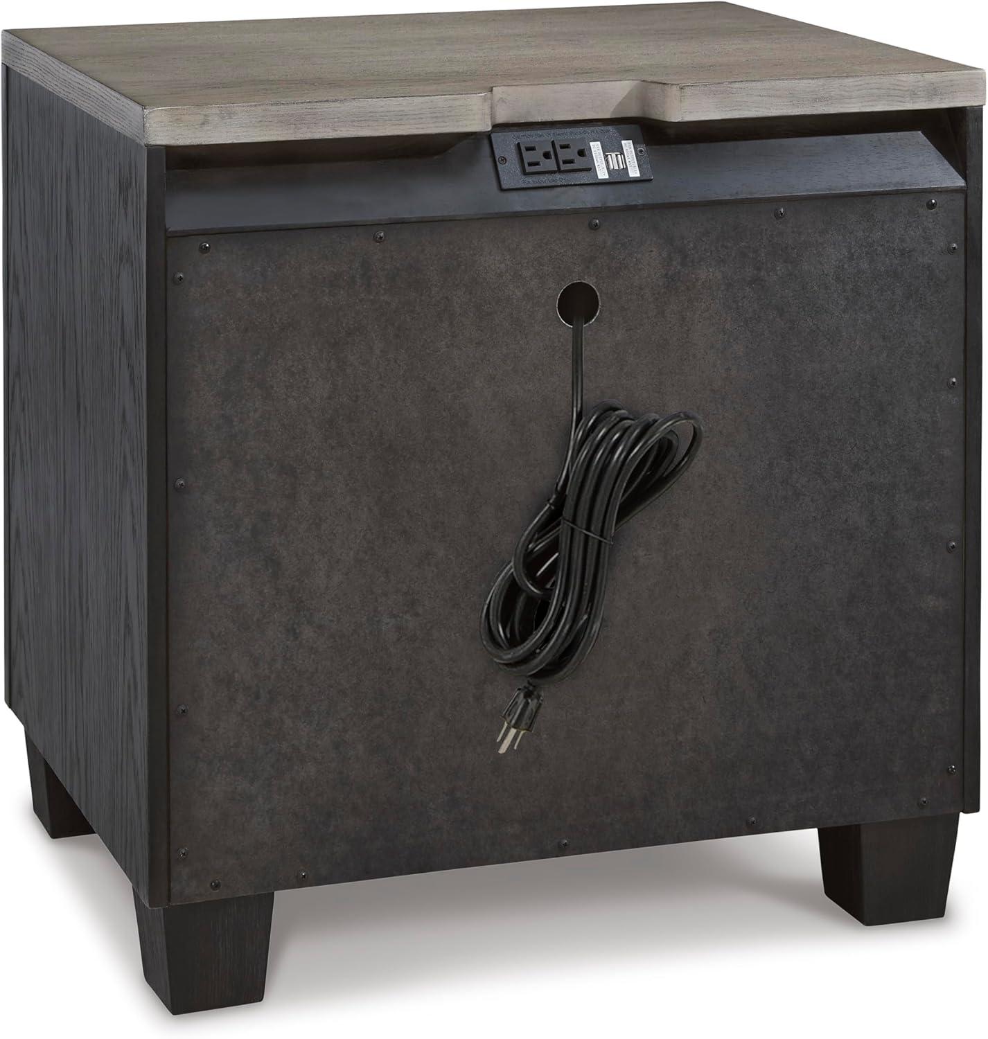 imageSignature Design by Ashley Foyland Modern Nightstand with 2 Drawers and USB Ports 2688quot Tall Dark BrownDark Brown
