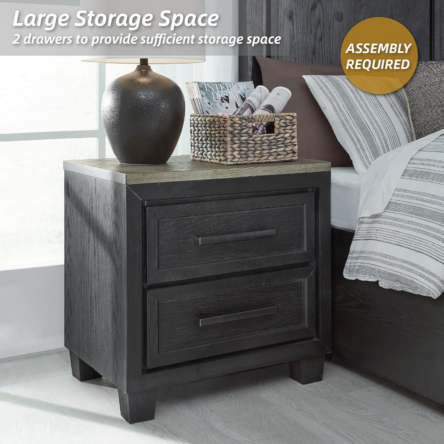 imageSignature Design by Ashley Foyland Modern Nightstand with 2 Drawers and USB Ports 2688quot Tall Dark BrownDark Brown