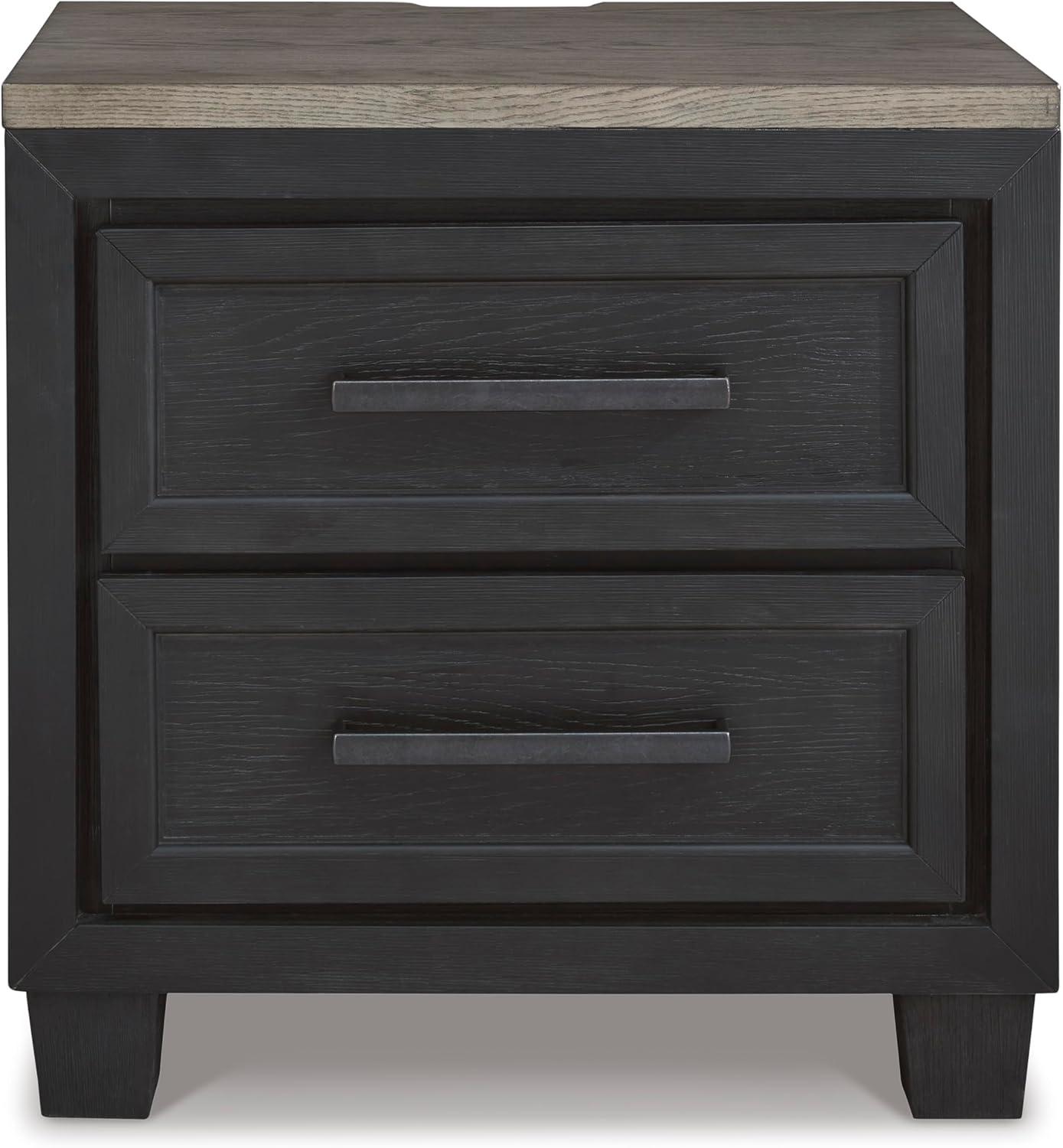 imageSignature Design by Ashley Foyland Modern Nightstand with 2 Drawers and USB Ports 2688quot Tall Dark BrownDark Brown