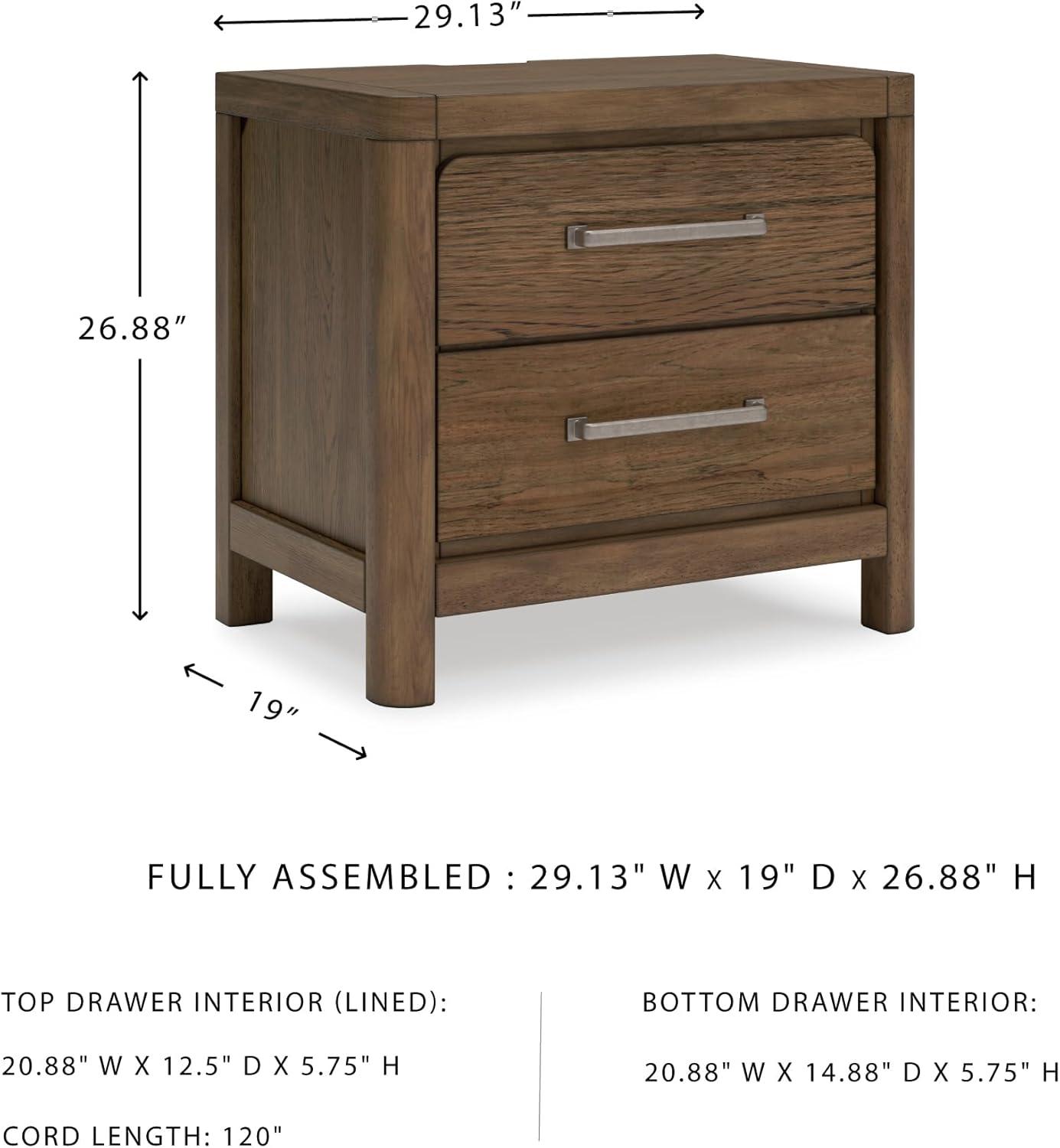 imageSignature Design by Ashley Foyland Modern Nightstand with 2 Drawers and USB Ports 2688quot Tall Dark BrownLight Brown