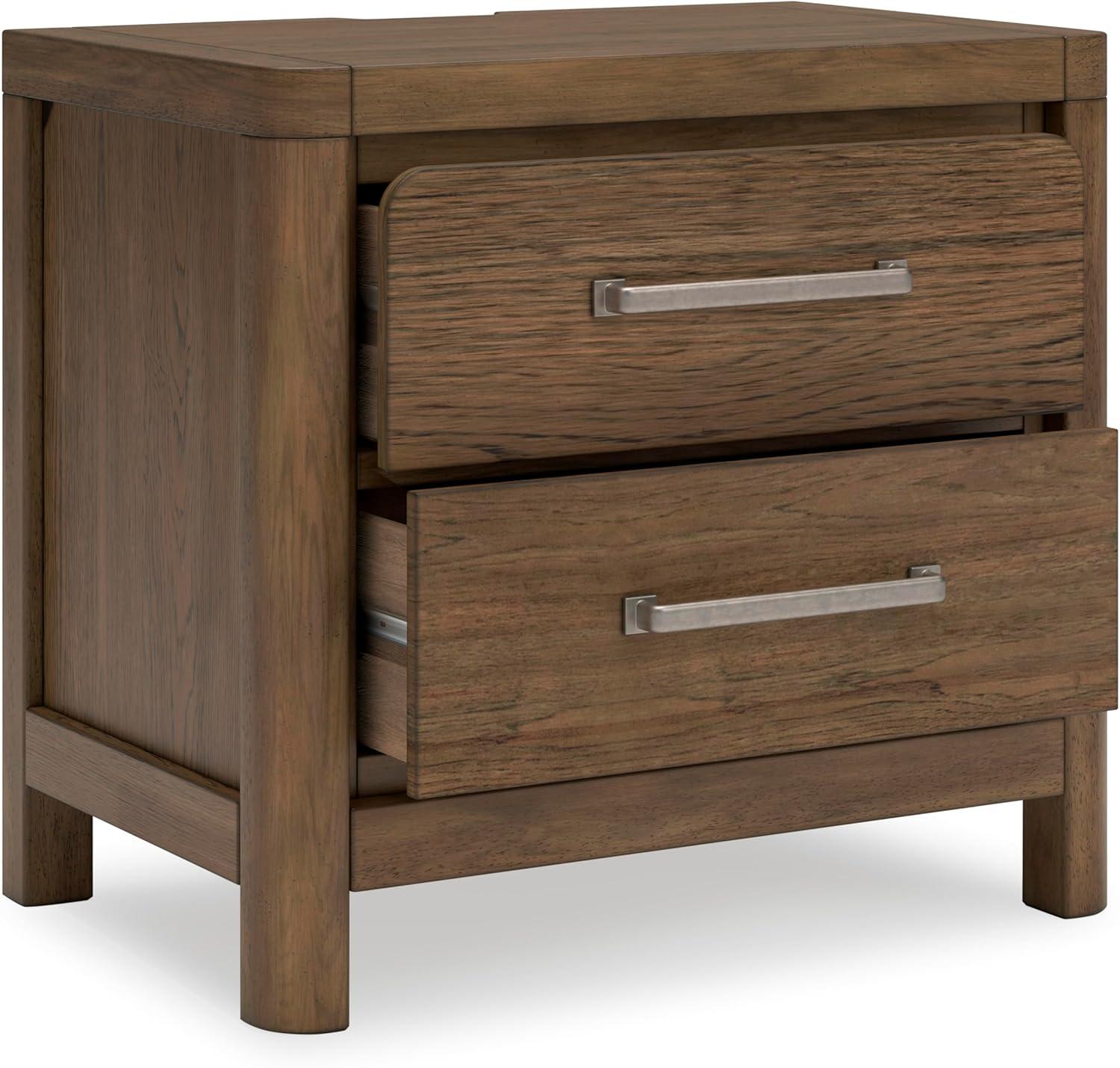 imageSignature Design by Ashley Foyland Modern Nightstand with 2 Drawers and USB Ports 2688quot Tall Dark BrownLight Brown