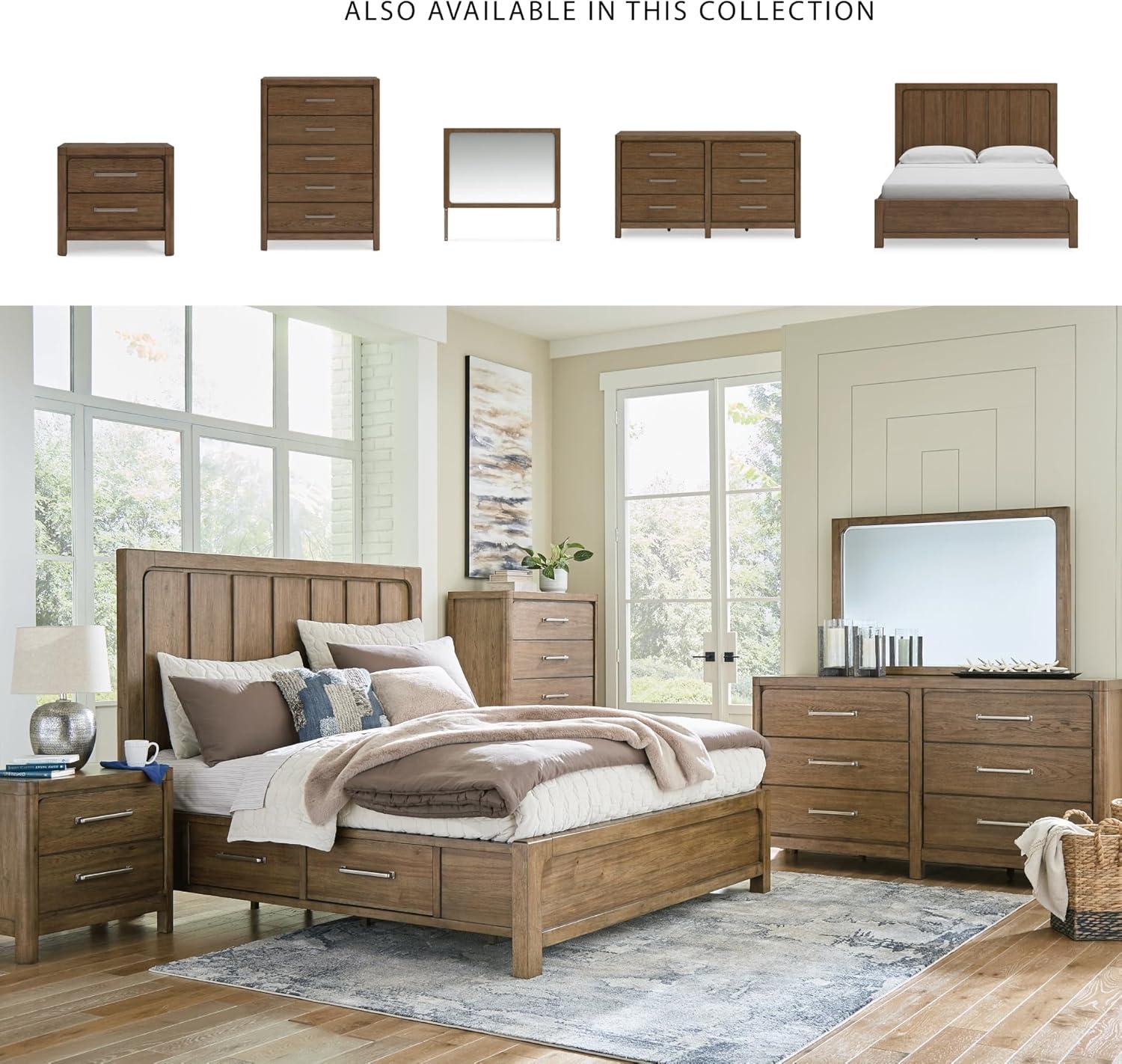 imageSignature Design by Ashley Foyland Modern Nightstand with 2 Drawers and USB Ports 2688quot Tall Dark BrownLight Brown