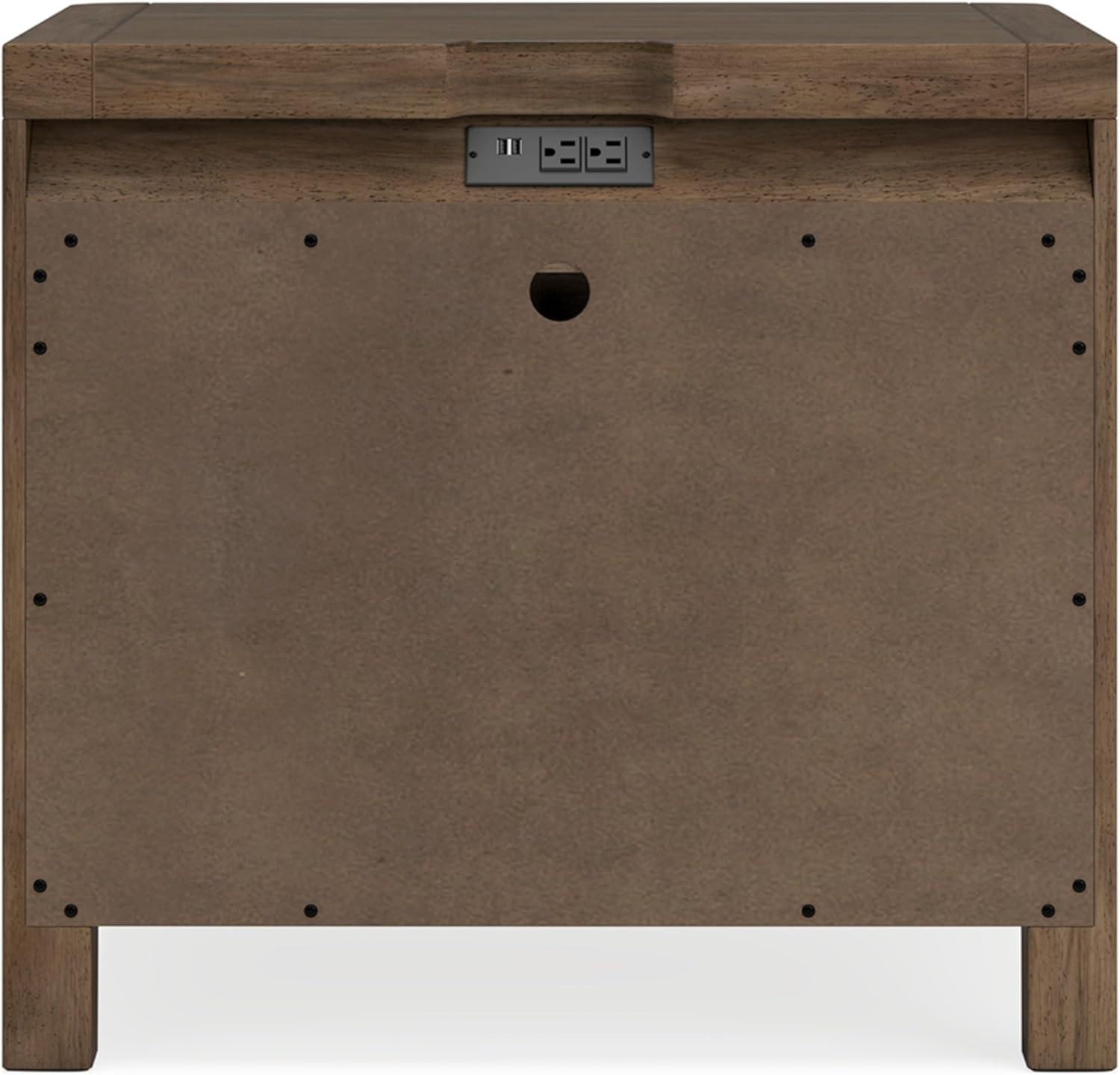 imageSignature Design by Ashley Foyland Modern Nightstand with 2 Drawers and USB Ports 2688quot Tall Dark BrownLight Brown