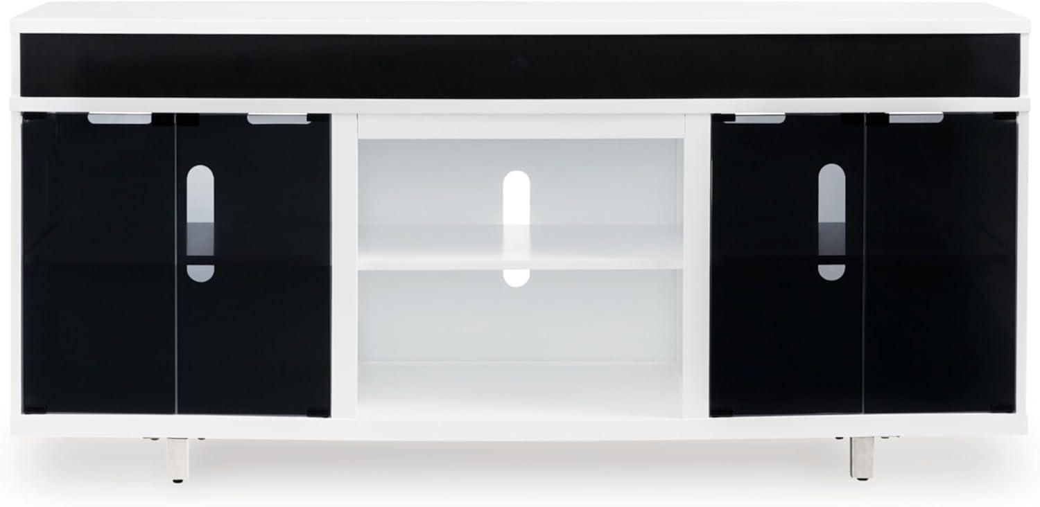 imageSignature Design by Ashley Gardoni Contemporary 72quot TV Stand for TVs up to 82quot with Adjustable Shelves Cabinets Cord Openings and Fireplace Option White ampamp Black