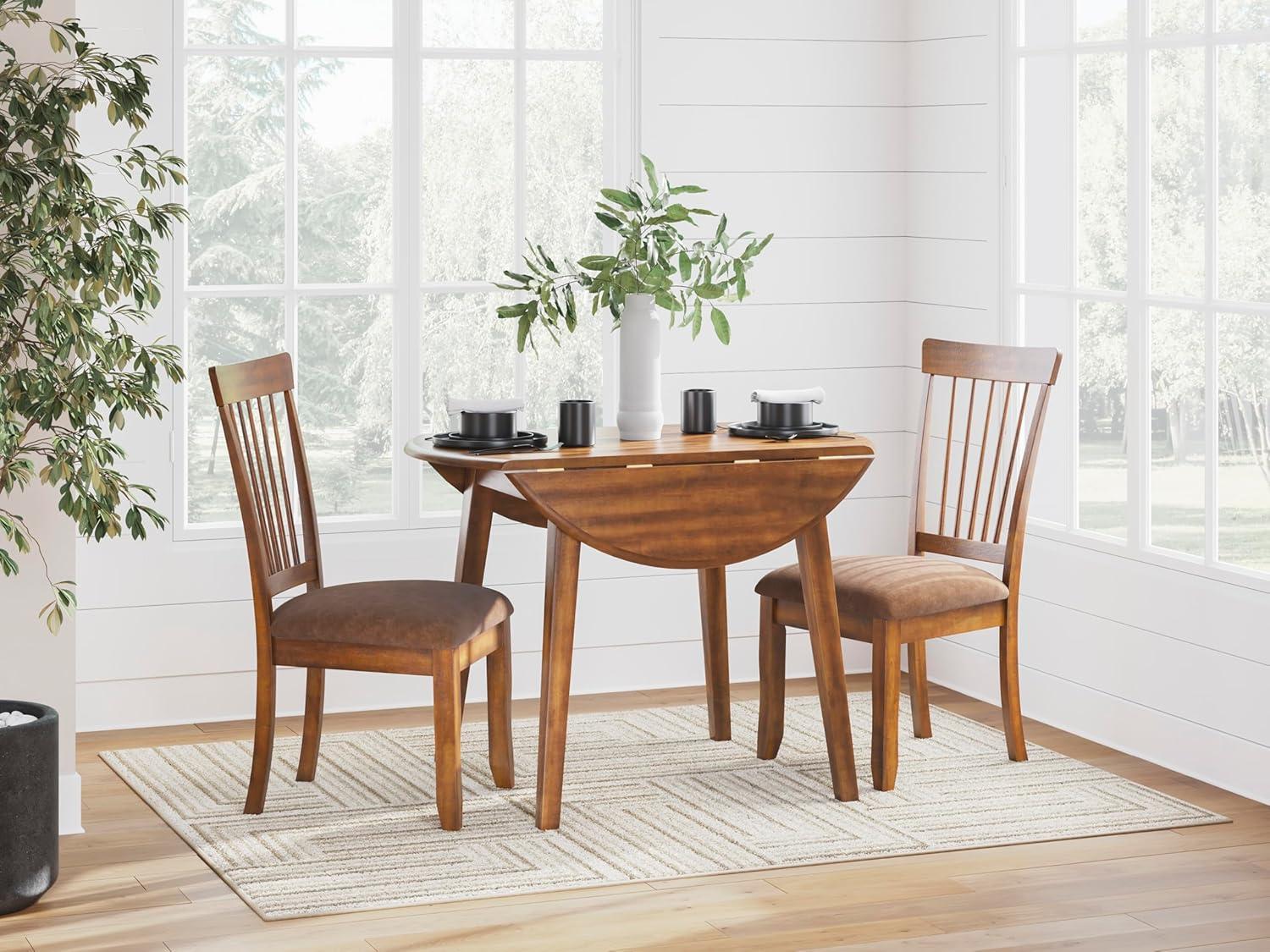imageSignature Design by Ashley Gesthaven Modern Dining Drop Leaf Table with 4 Legs Light Brown ampamp BlueBrown