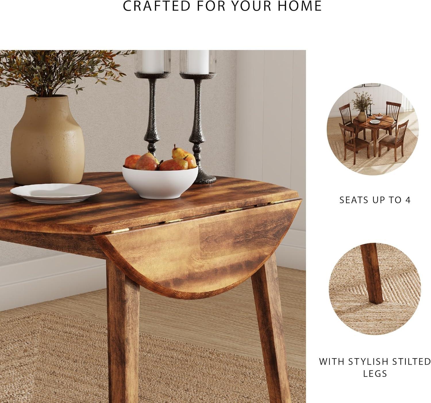 imageSignature Design by Ashley Gesthaven Modern Dining Drop Leaf Table with 4 Legs Light Brown ampamp BlueBrown