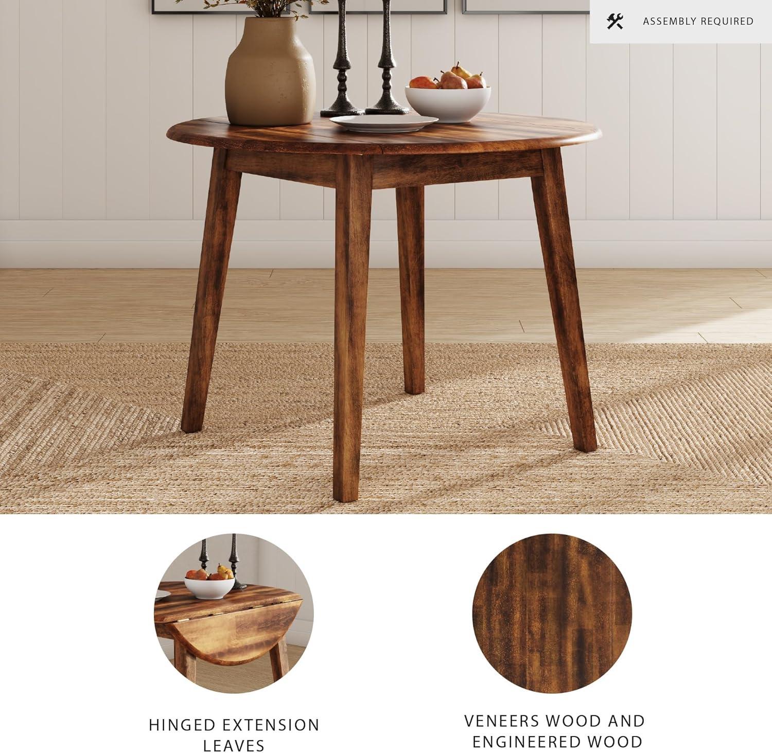 imageSignature Design by Ashley Gesthaven Modern Dining Drop Leaf Table with 4 Legs Light Brown ampamp BlueBrown