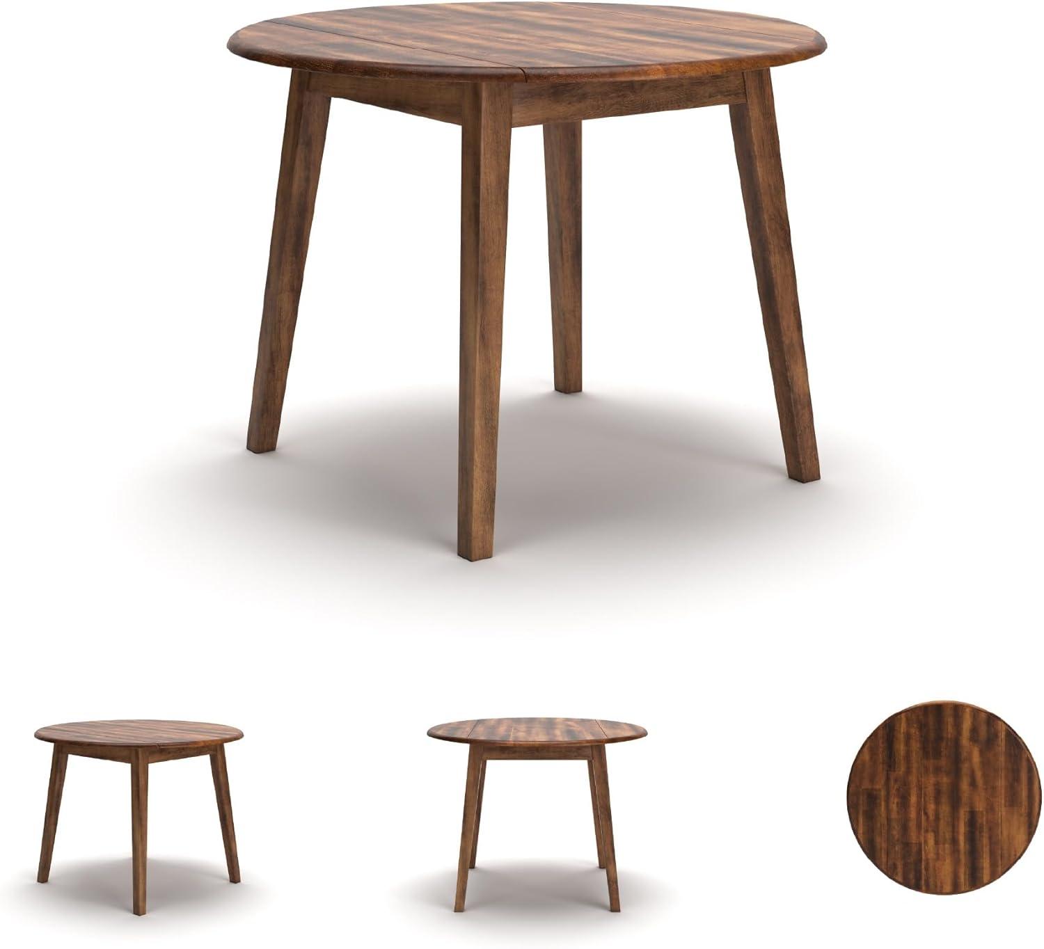 imageSignature Design by Ashley Gesthaven Modern Dining Drop Leaf Table with 4 Legs Light Brown ampamp BlueBrown