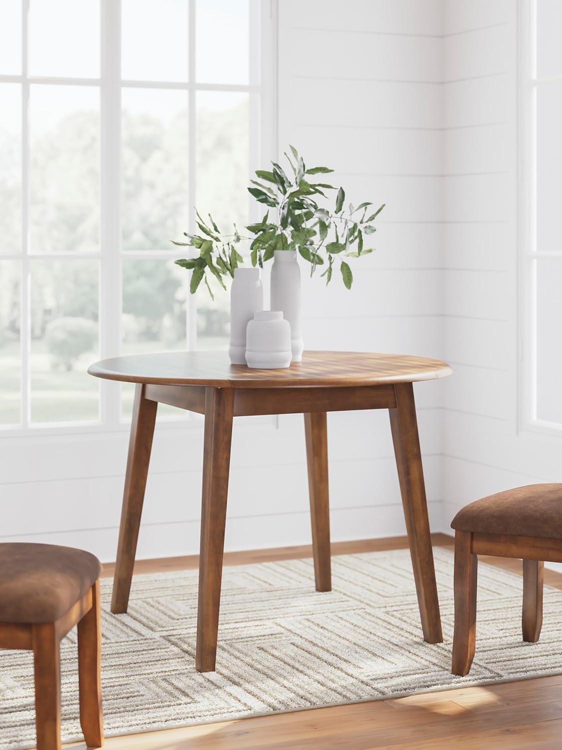 imageSignature Design by Ashley Gesthaven Modern Dining Drop Leaf Table with 4 Legs Light Brown ampamp BlueBrown