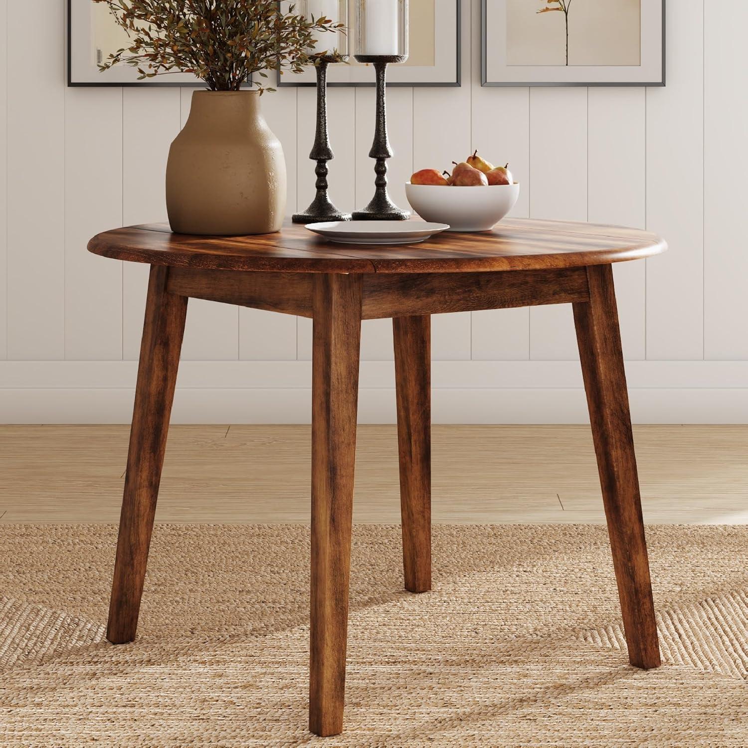 imageSignature Design by Ashley Gesthaven Modern Dining Drop Leaf Table with 4 Legs Light Brown ampamp BlueBrown