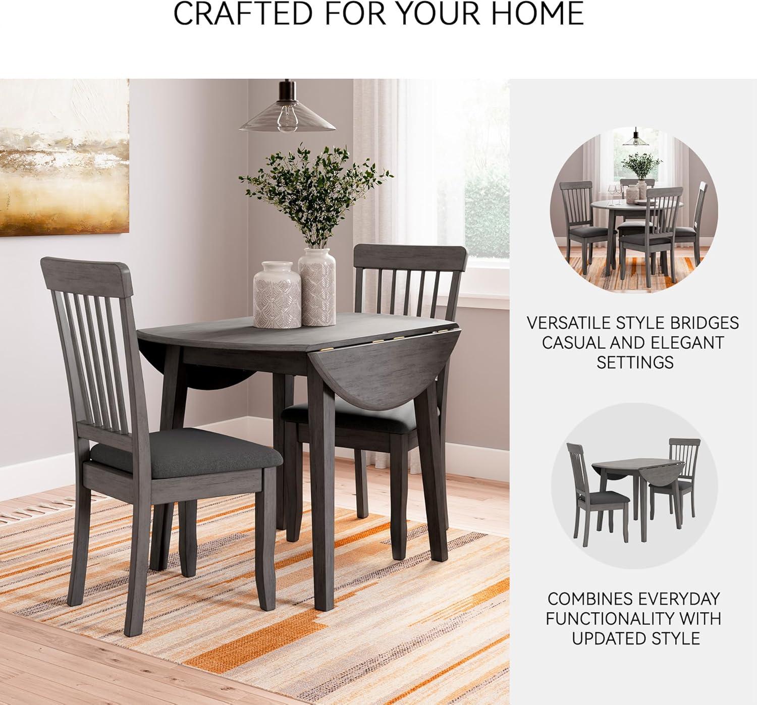 imageSignature Design by Ashley Gesthaven Modern Dining Drop Leaf Table with 4 Legs Light Brown ampamp BlueGrey