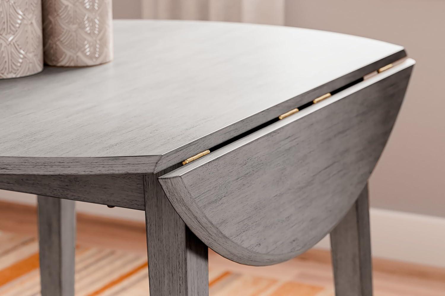 imageSignature Design by Ashley Gesthaven Modern Dining Drop Leaf Table with 4 Legs Light Brown ampamp BlueGrey
