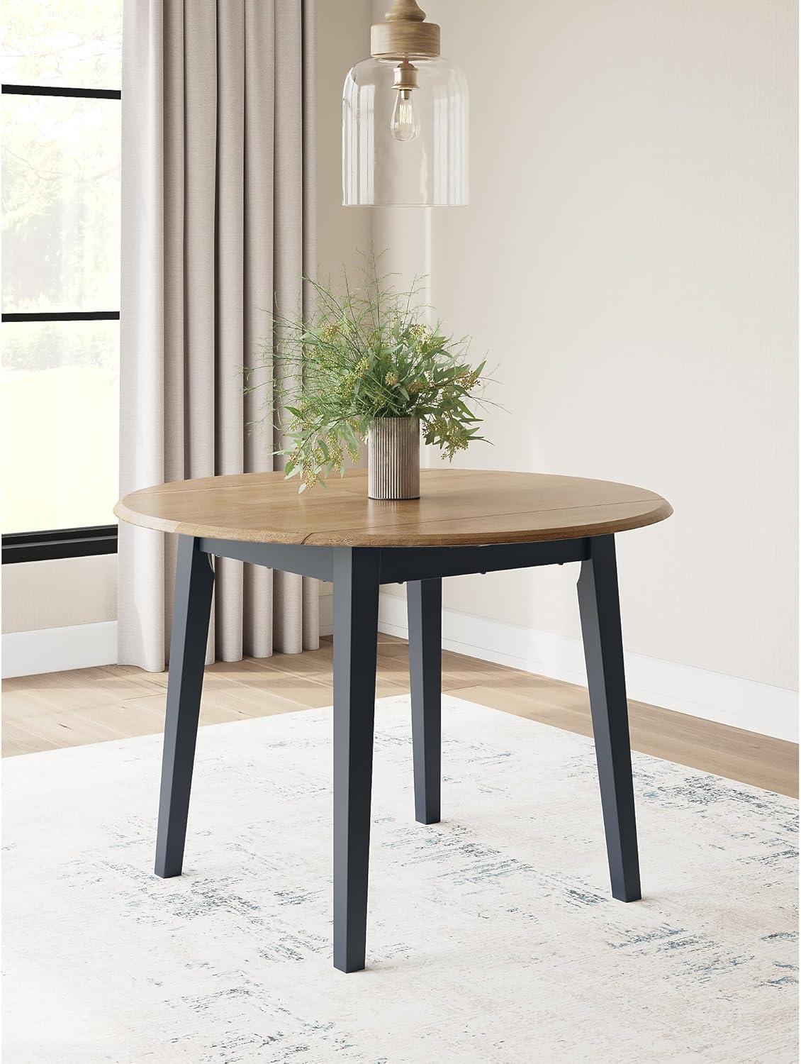 imageSignature Design by Ashley Gesthaven Modern Dining Drop Leaf Table with 4 Legs Light Brown ampamp BlueLight Brown Blue