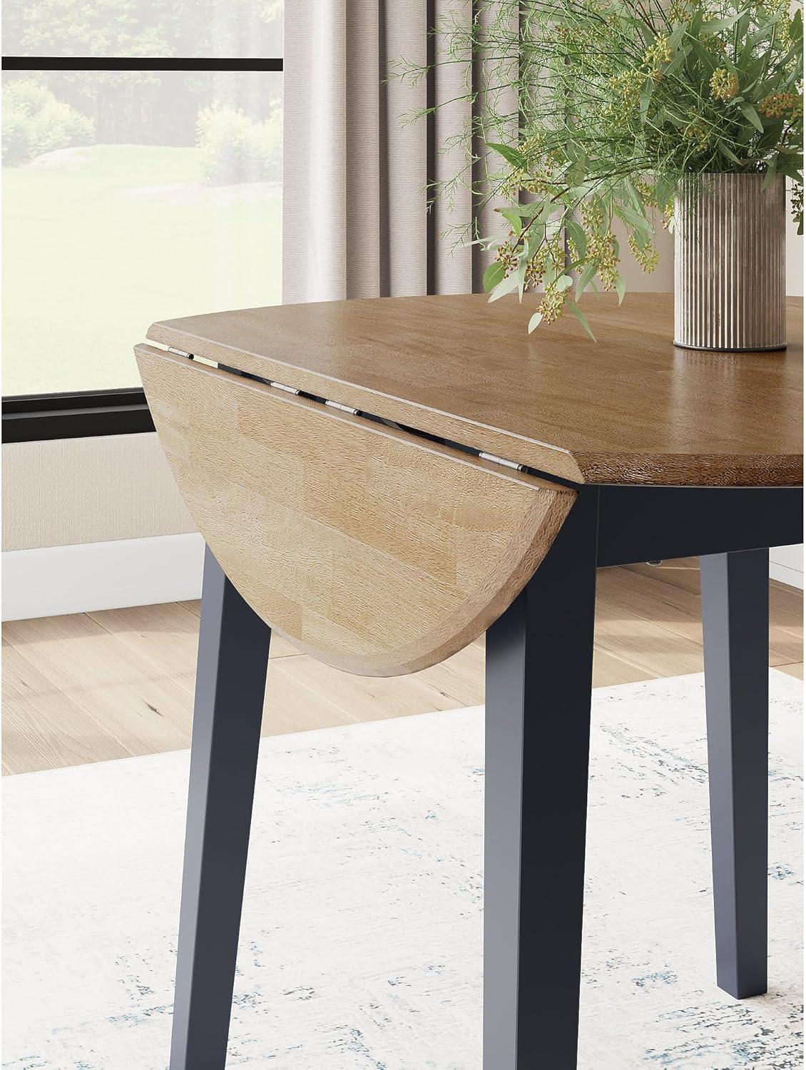 imageSignature Design by Ashley Gesthaven Modern Dining Drop Leaf Table with 4 Legs Light Brown ampamp BlueLight Brown Blue