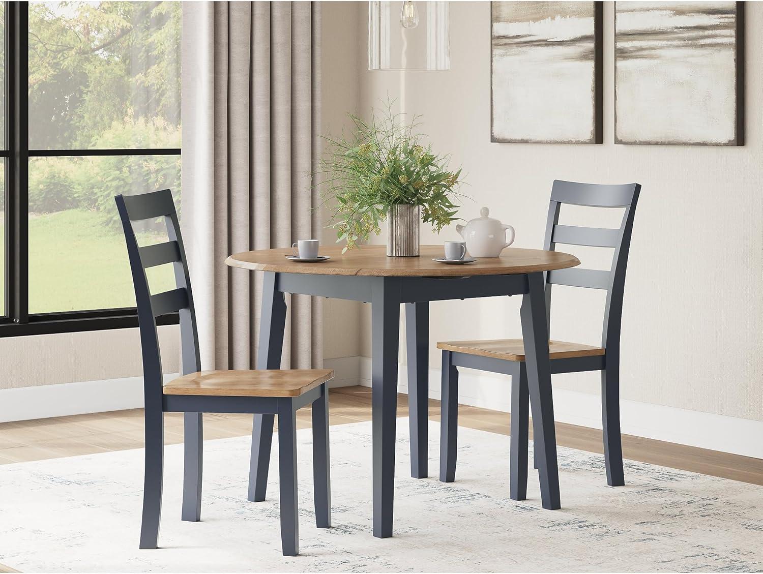 imageSignature Design by Ashley Gesthaven Modern Dining Drop Leaf Table with 4 Legs Light Brown ampamp BlueLight Brown Blue