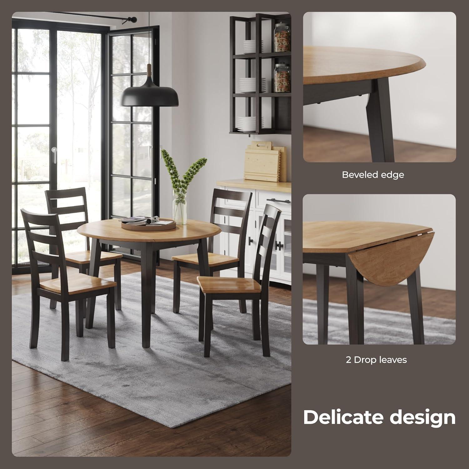 imageSignature Design by Ashley Gesthaven Modern Dining Drop Leaf Table with 4 Legs Light Brown ampamp BlueLight Brown Dark Brown