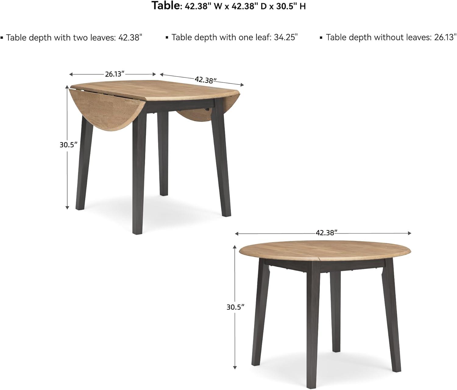 imageSignature Design by Ashley Gesthaven Modern Dining Drop Leaf Table with 4 Legs Light Brown ampamp BlueLight Brown Dark Brown