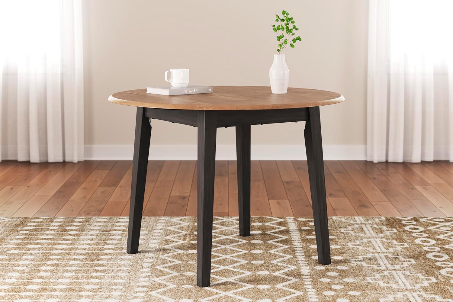 imageSignature Design by Ashley Gesthaven Modern Dining Drop Leaf Table with 4 Legs Light Brown ampamp BlueLight Brown Dark Brown